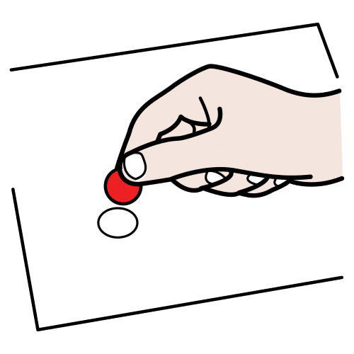 La imagen muestra una mano pegando una pegatina