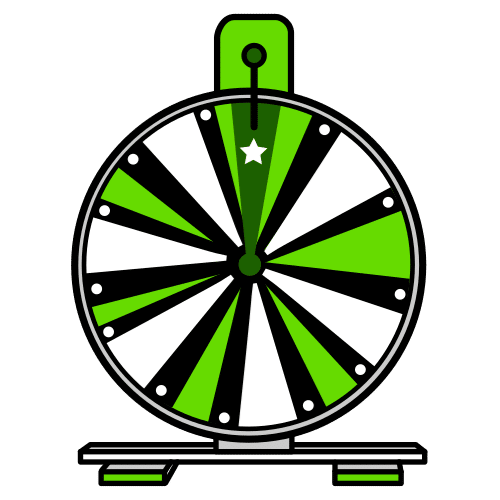 La imagen muestra una ruleta de color verde negro y blanco