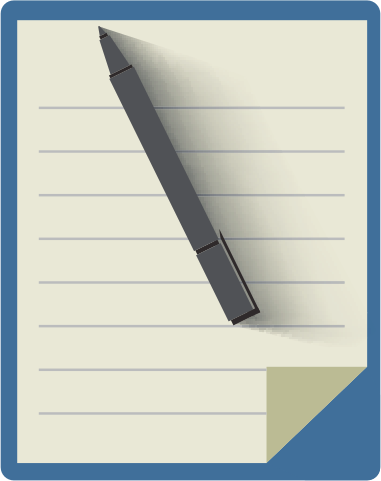 imagen que muestra una hoja de papel, cuya esquina inferior derecha está parcialmente plegada, en la cual hay líneas horizontales y, encima de éstas, un bolígrafo