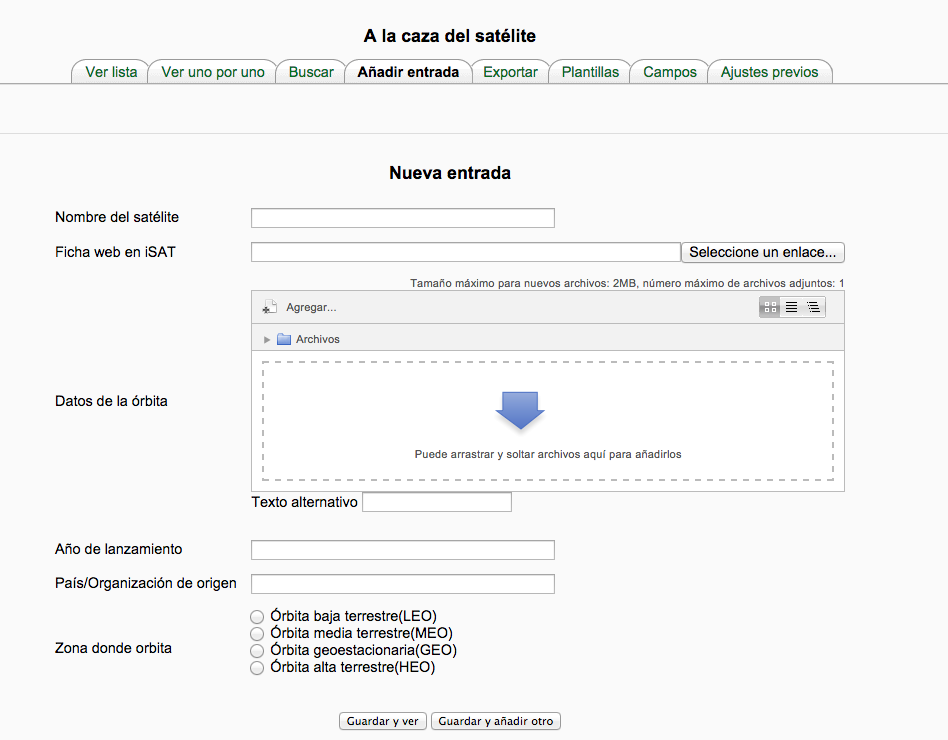 Captura de pantalla del formulario