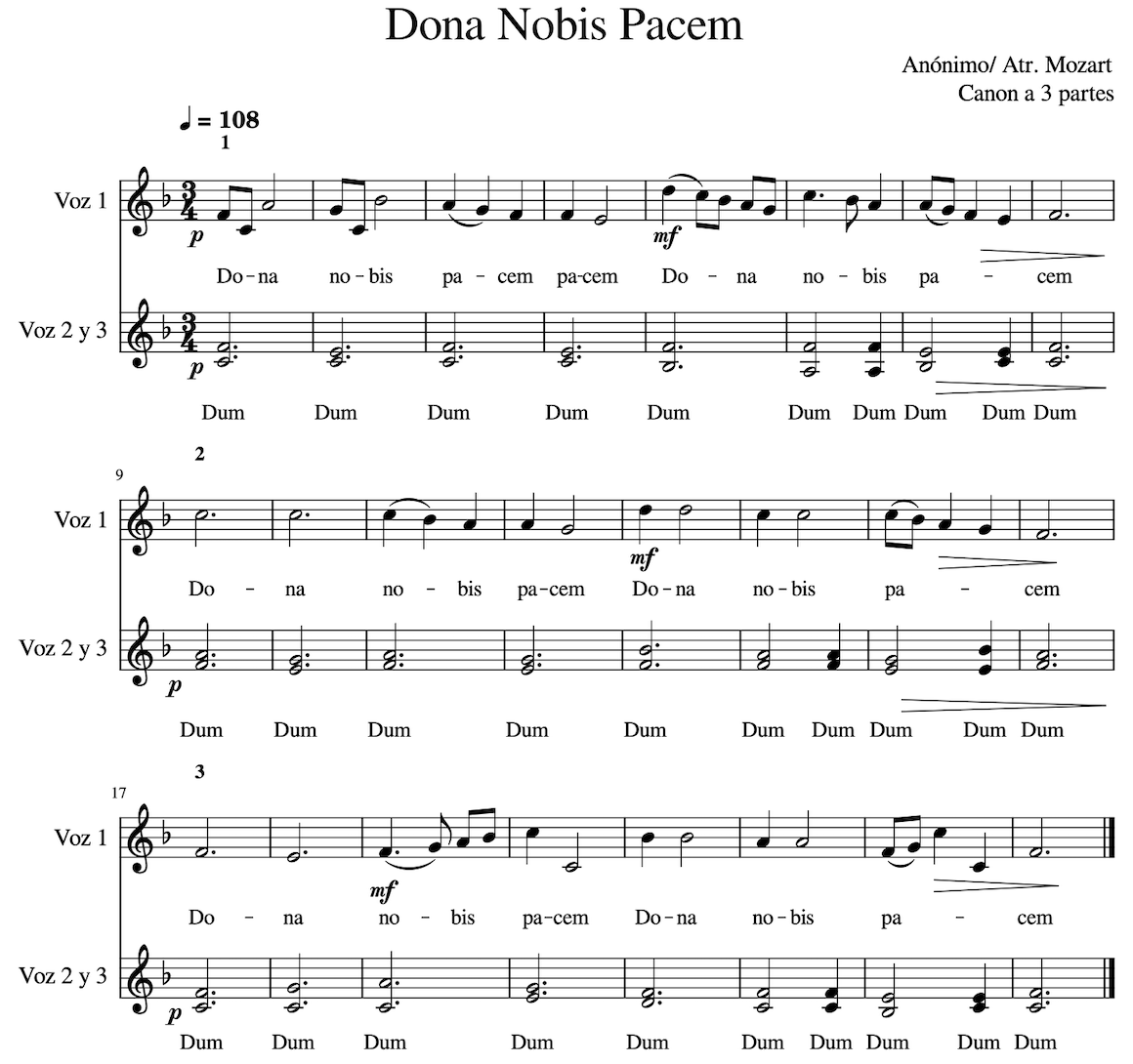 Dona Nobis Pacem. Arreglo para Afinación.