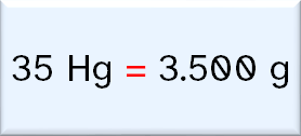 35 hectogramos equivale a 3500 gramos