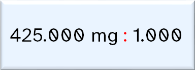 425000 miligramos divididos entre mil