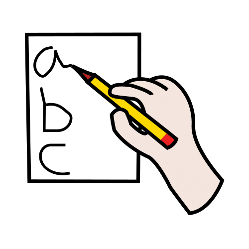 Redactar Una mano con un lápiz escribe sobre un papel.
