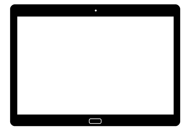 La imagen muestra una tablet con la pantalla en blanco.