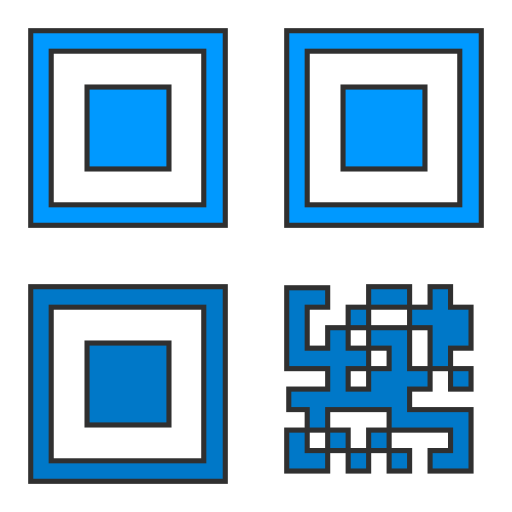 La imagen muestra un código QR de color azul.