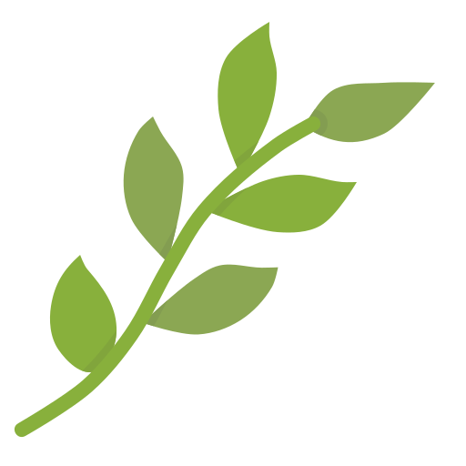 La imagen muestra el dibujo de una rama con hojas verdes.