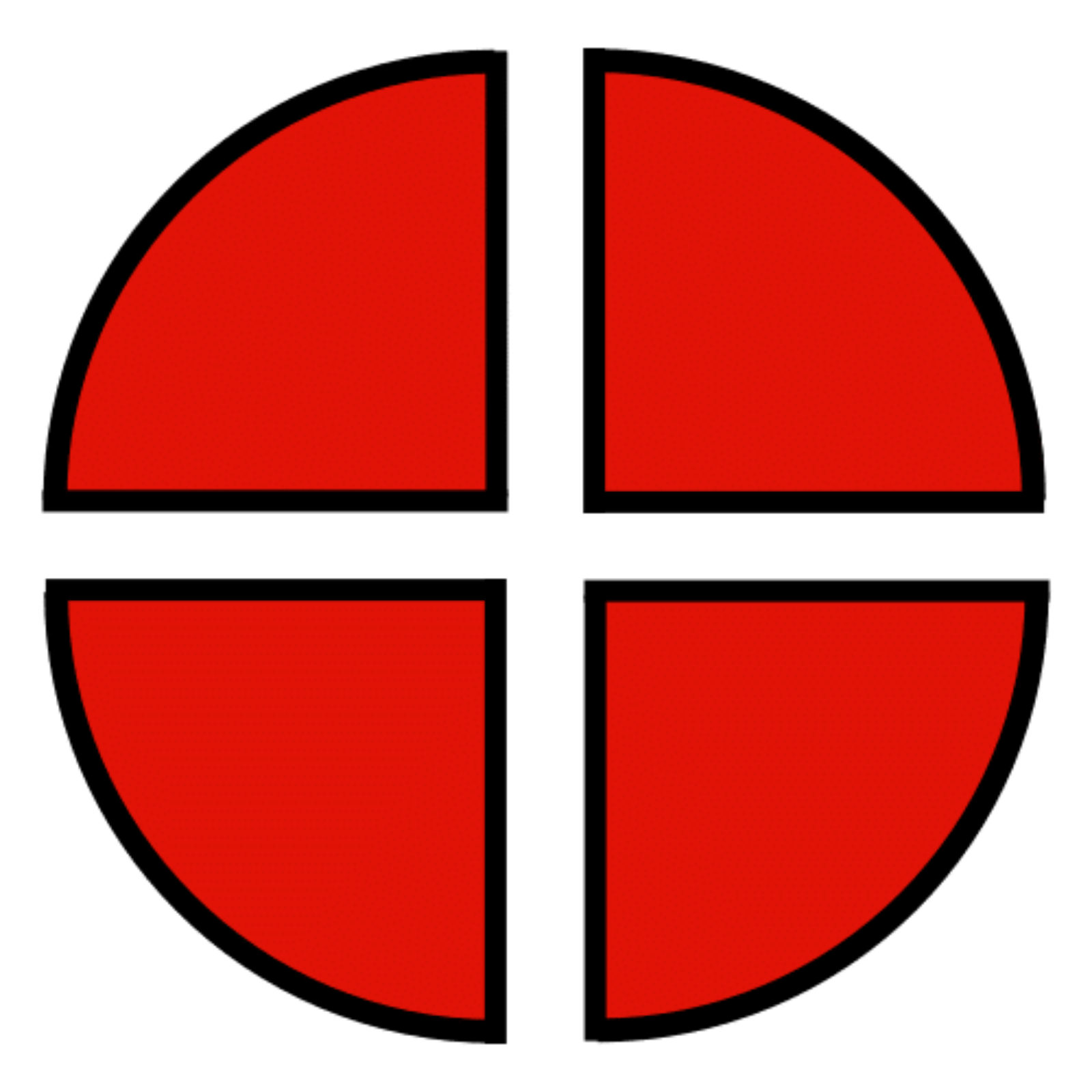 La imagen muestra un círculo partido en cuatro partes iguales.
