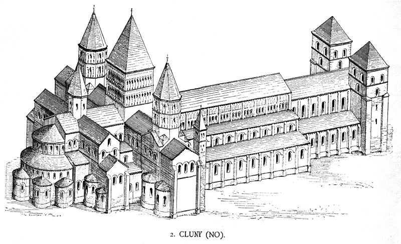 Esquema de la Iglesia del Monasterio de Cluny. Francia