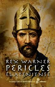 portada de la novela Pericles el ateniense que representa un supuesto retrato de Pericles con un casco corintio