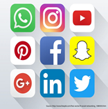 La imagen muestra los logotipos de varias redes sociales