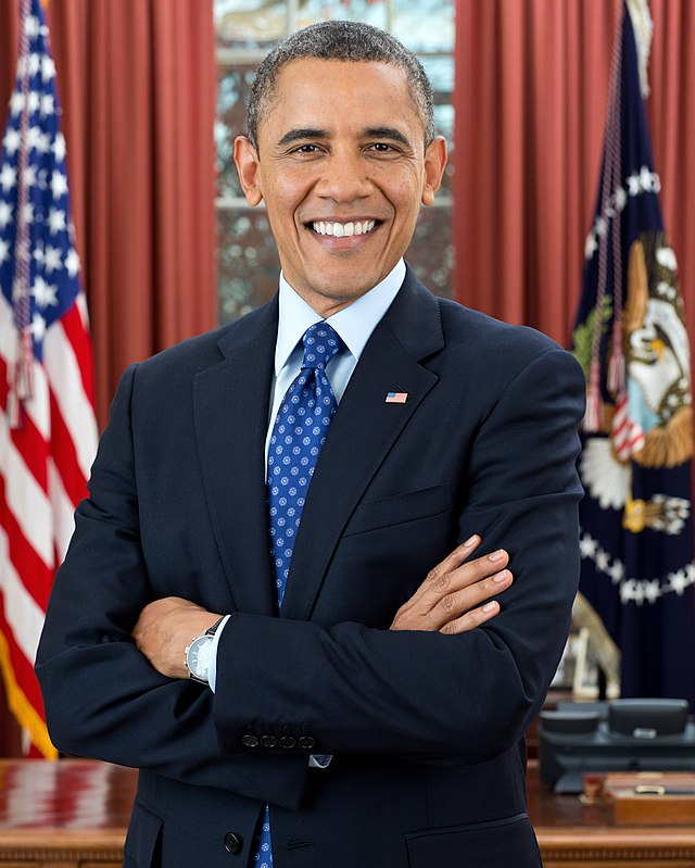La imagen muestra una fotografía de Obama, el presidente de los EEUU.
