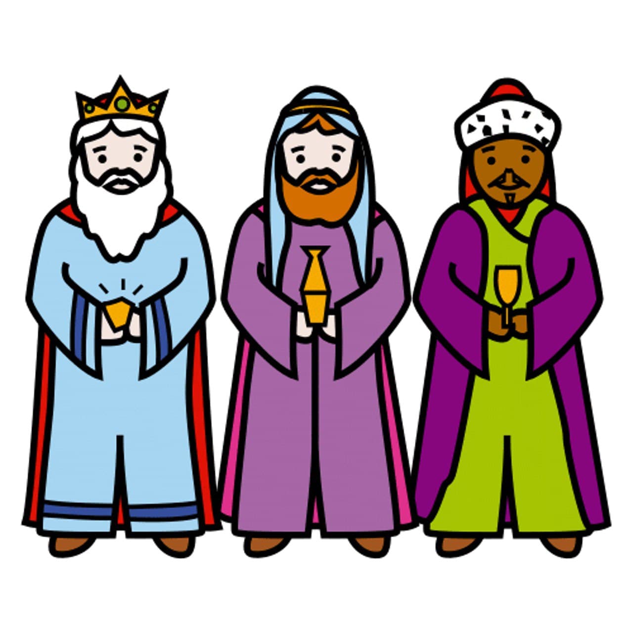 La imagen muestra una ilustración de los 3 Reyes Magos