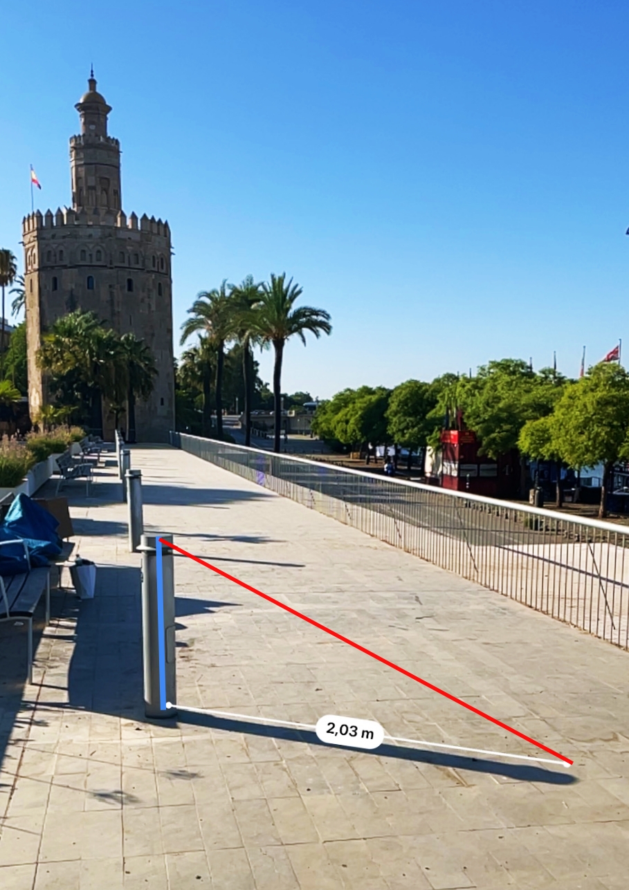 Triángulo imaginario ante Torre del Oro