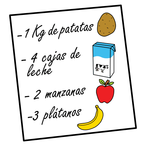 La imagen muestra una lista de compra