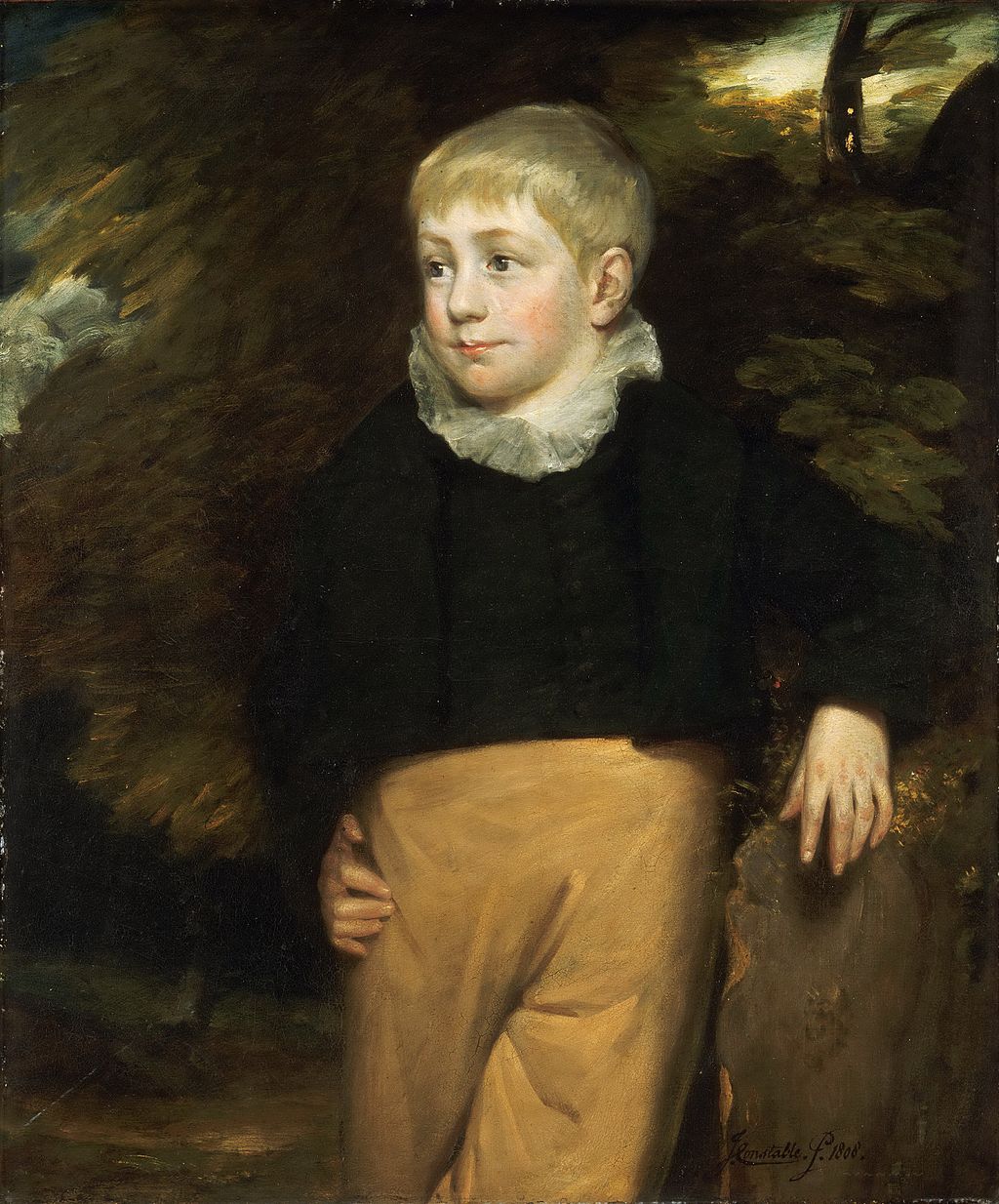 La imagen muestra un niño de época de familia adinerada.