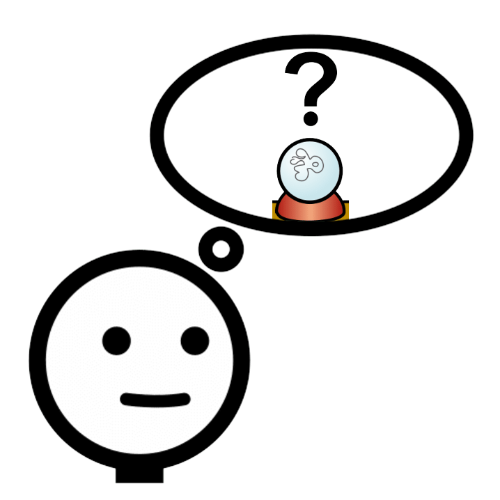 La imagen muestra una figura humana con un bocadillo de diálogo encima en el que aparece una bola mágica.
