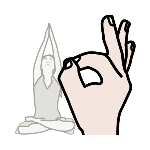 La imagen muestra una chica sentada en relajación con una gran mano al lado con los dedos pulgar e índice indicando un OK.