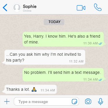 La imagen muestra una conversación de chat entre dos amigas