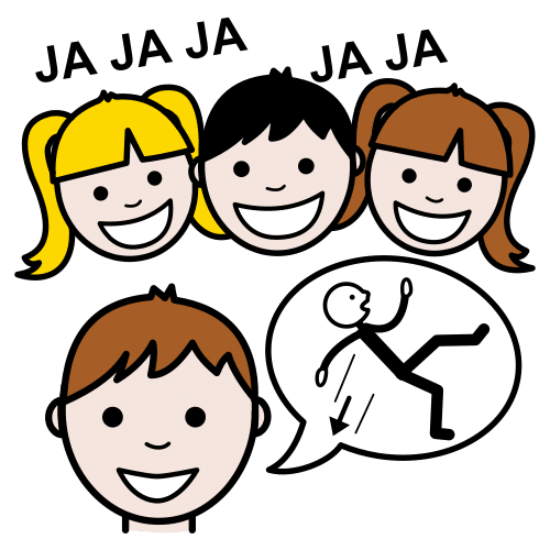 La imagen muestra varios niños y niñas riéndose.