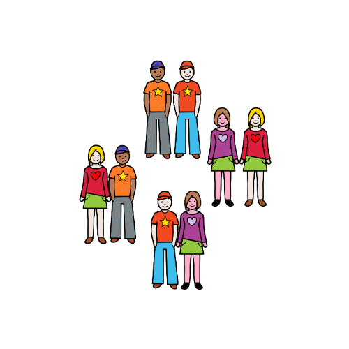 La imagen muestra distintas parejas de chicas y chicos.