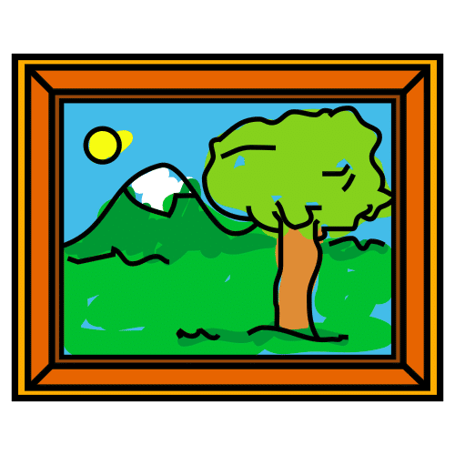 La imagen muestra un paisaje con árbol, montaña y sol.
