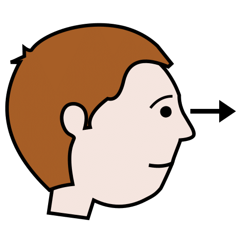 La imagen muestra un niño de perfil con una flecha en la altura de los ojos hacia la derecha.
