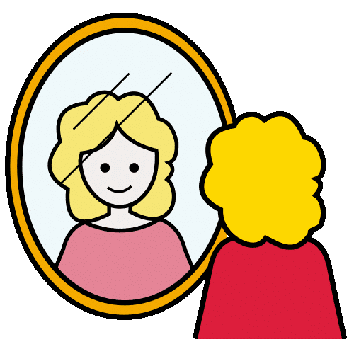 La imagen muestra una mujer reflejada en un espejo