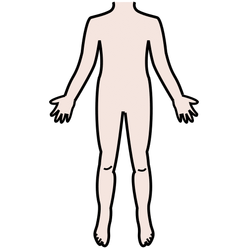 La imagen muestra un cuerpo con los brazos y piernas abiertas y no aparece la cabeza.
