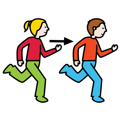 La imagen muestra dos personas corriendo una detrás de otra