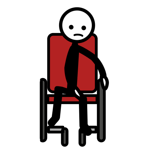 La imagen muestra una persona sentada en una silla con mala postura.