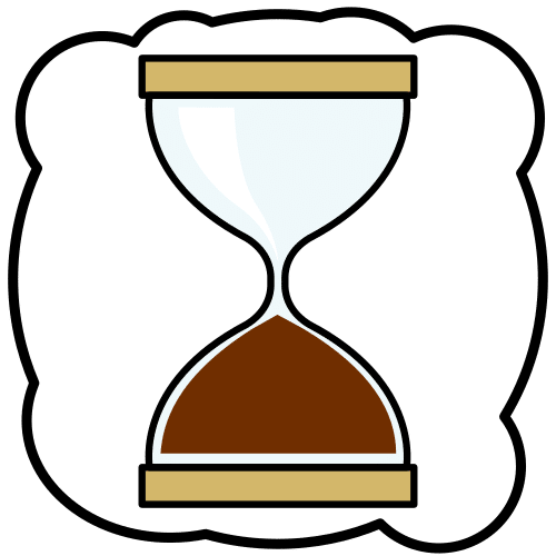 La imagen muestra un cuadro con reloj de arena de color marrón. 