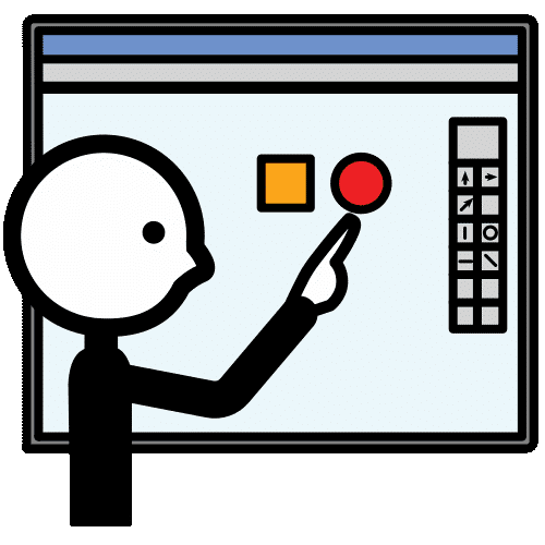 La imagen muestra una persona señalando un panel con muchos botones