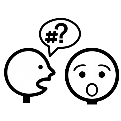 La imagen muestra dos siluetas humanas, una de ellas con expresión de sorpresa y la otra con un bocadillo de diálogo encima con una un símbolo un signo de interrogación.