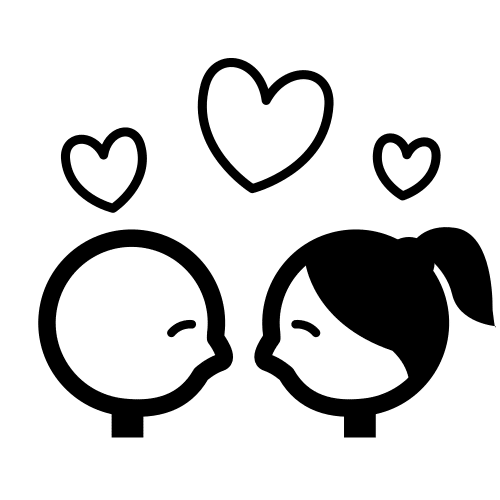  La imagen muestra dos figuras humanas enfrentadas con corazones saliendo entre ellos.