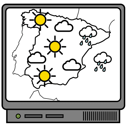 Dibujo de televisión con el mapa de España del tiempo.