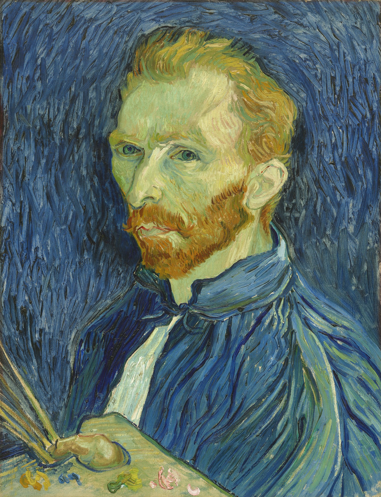 La imagen muestra una pintura en la que Van Gogh se representa a sí mismo
