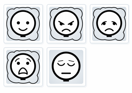La imagen muestra unos iconos de caras expresando emocines