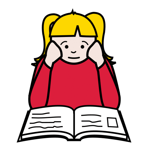 La imagen muestra a una niña con un libro delante y las manos sujetando la cabeza