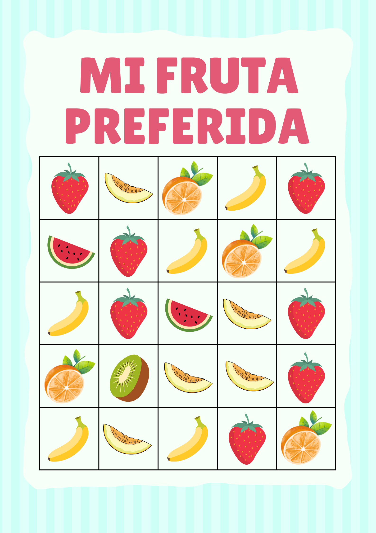 Imagen con una tabla rellena de diferentes frutas repetidas un número de veces