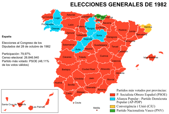 Mapa de las Elecciones Generales 1982