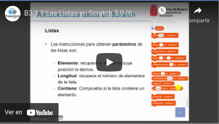 Vídeo sobre las listas en Scratch 3.0 (I)