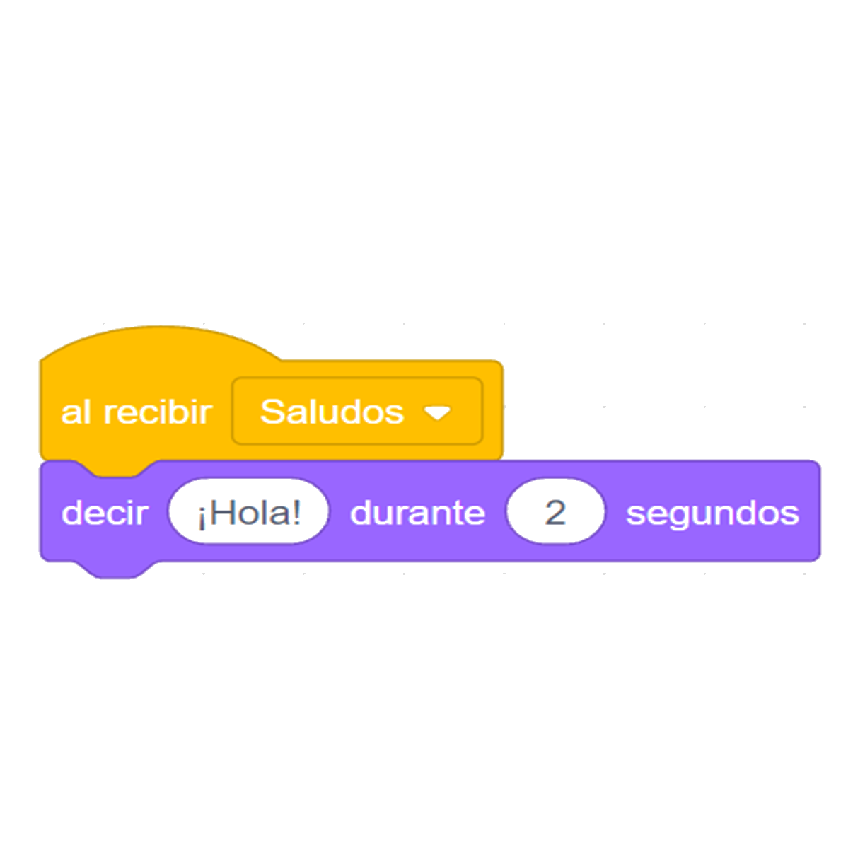 Imagen del bloque de programación de un evento en Scratch