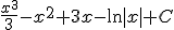 \frac{x^3}{3}-x^2+3x-\ln |x|+C