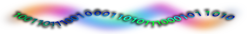La imagen muestra dos ondas de colores desincronizadas una de ellas formada por números binarios