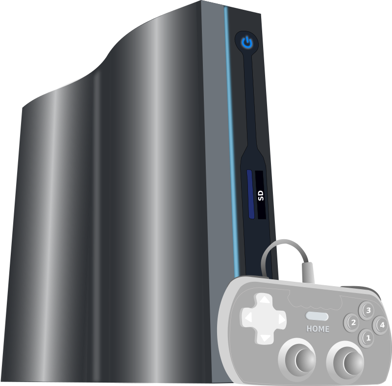 La imagen muestra una consola de videojuegos con mando