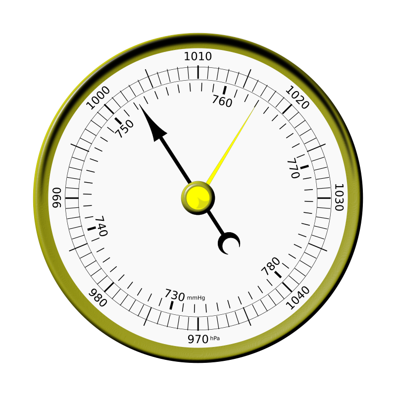 La imagen muestra un barómetro analógico