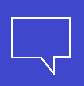 La imagen muestra el icono de la plataforma IoT llamada ThingSpeak que consiste en un bocadillo rectangular de contorno blanco sobre fondo azul.