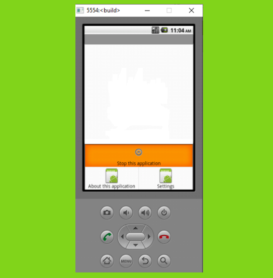 La imagen muestra el móvil del emulador de App Inventor