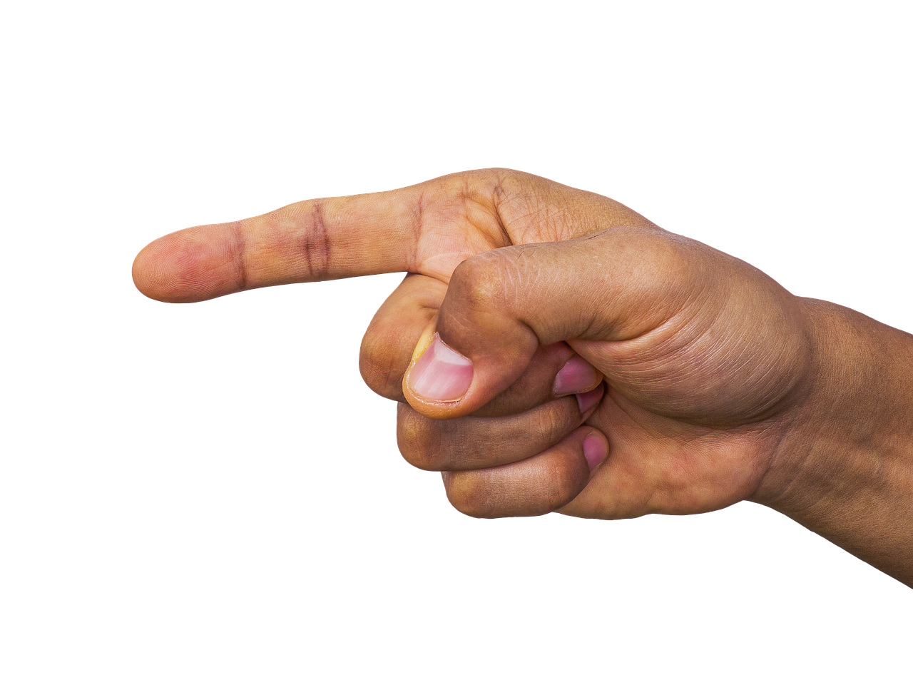La imagen muestra una mano con el dedo índice extendido, señalando